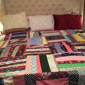 70’s funky bedspread quilt handmade